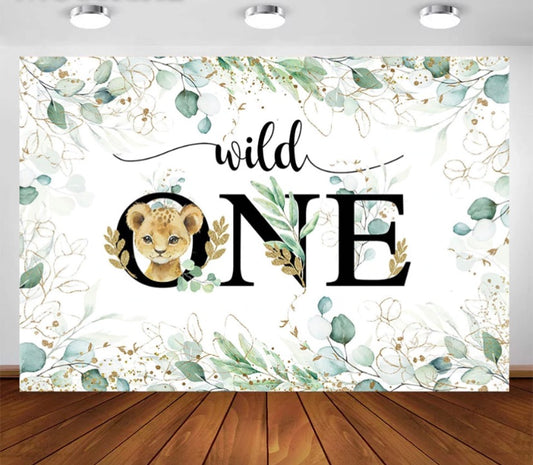 One Wild Lion Backdrop (Material: Vinyl)