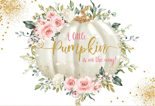 Pink Pumpkin BabyShower Backdrop (Material: Vinyl)