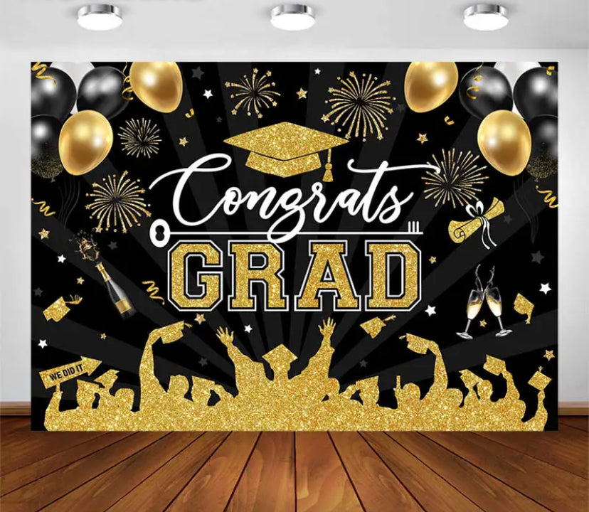Yellow Graduation Backdrop (Material: Vinyl)