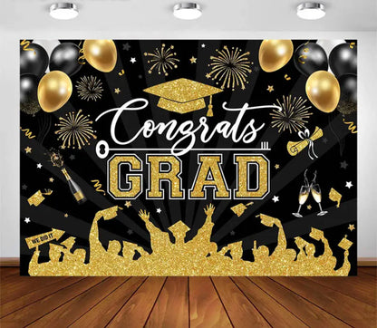 Yellow Graduation Backdrop (Material: Vinyl)