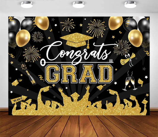 Yellow Graduation Backdrop (Material: Vinyl)