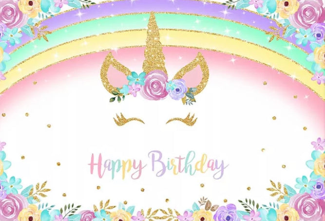 Golden Unicorn Backdrop (Material: Vinyl)