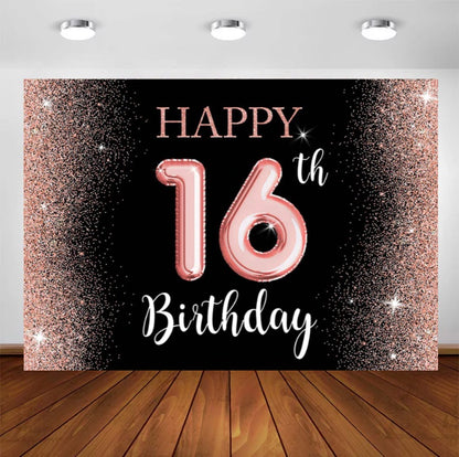 Sweet Sixteen in Pink Backdrop (Material: Vinyl)