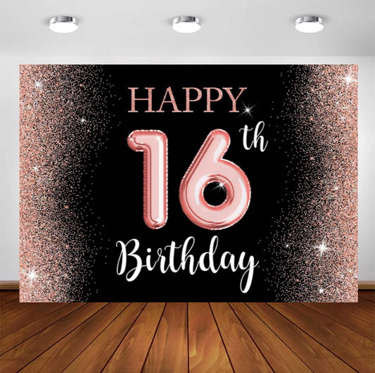 Sweet Sixteen in Pink Backdrop (Material: Vinyl)
