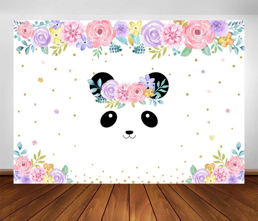 Pink Panda Backdrop (Material: Vinyl)