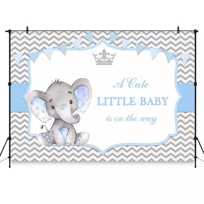 Baby Blue Elephant Backdrop (Material: Vinyl)