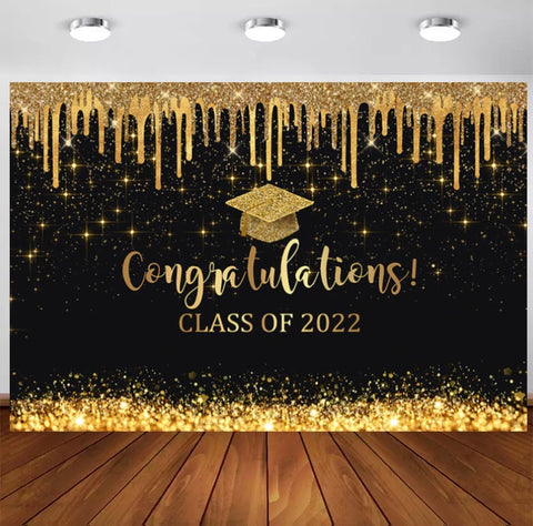 Golden Graduation Class Backdrop (Material: Vinyl)