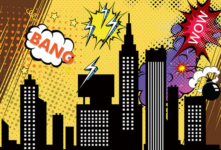 Kaboom, Boom & Bang Backdrop (Material: Vinyl)