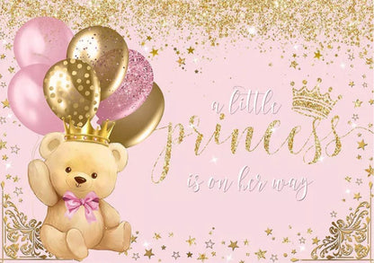 Pink Bearly Princess Backdrop (Material: Vinyl)