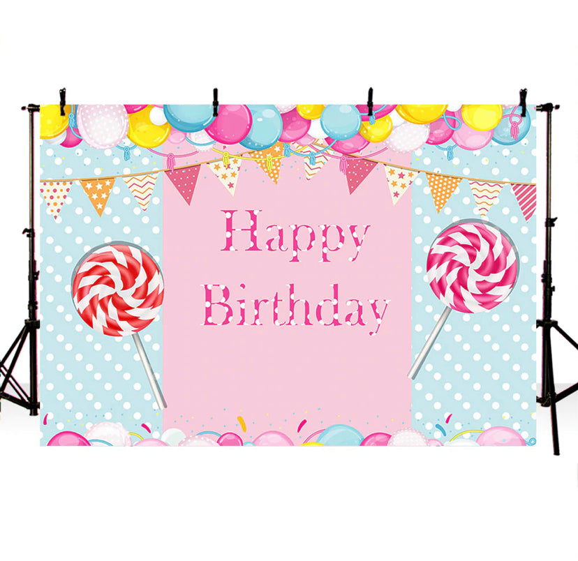 Candy Birthday Backdrop (Material: Vinyl)