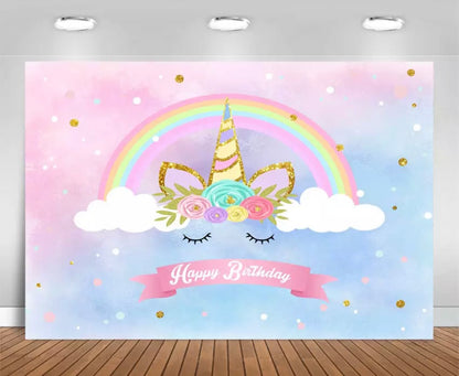 Rainbow Unicorn Backdrop (Material: Vinyl)