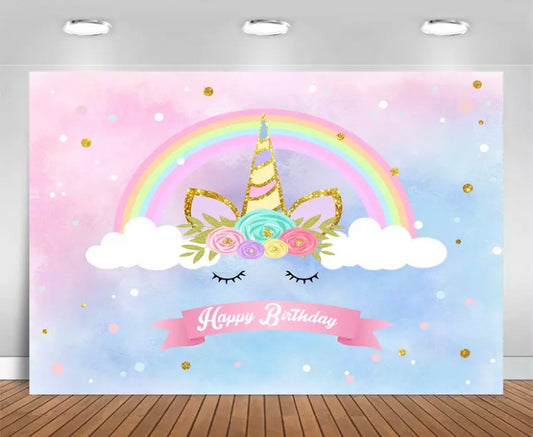Rainbow Unicorn Backdrop (Material: Vinyl)