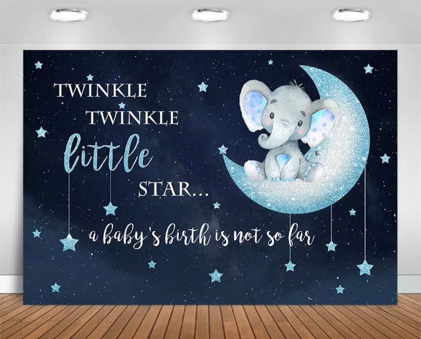 Twinkle Twinkle Sweet Elephant Backdrop (Material: Vinyl)