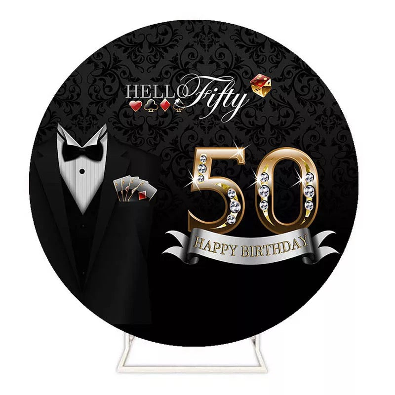 Men Anniversary Round Backdrop (Material: Polyester)