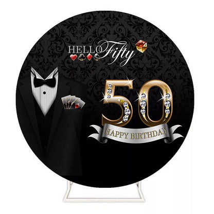 Men Anniversary Round Backdrop (Material: Polyester)