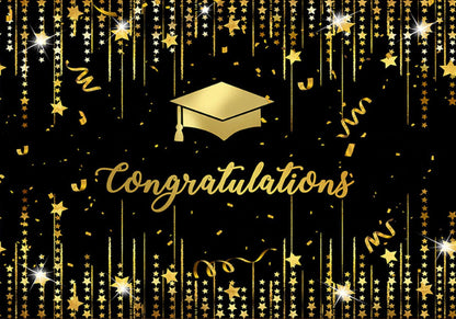 Golden Graduation Backdrop (Material: Vinyl)