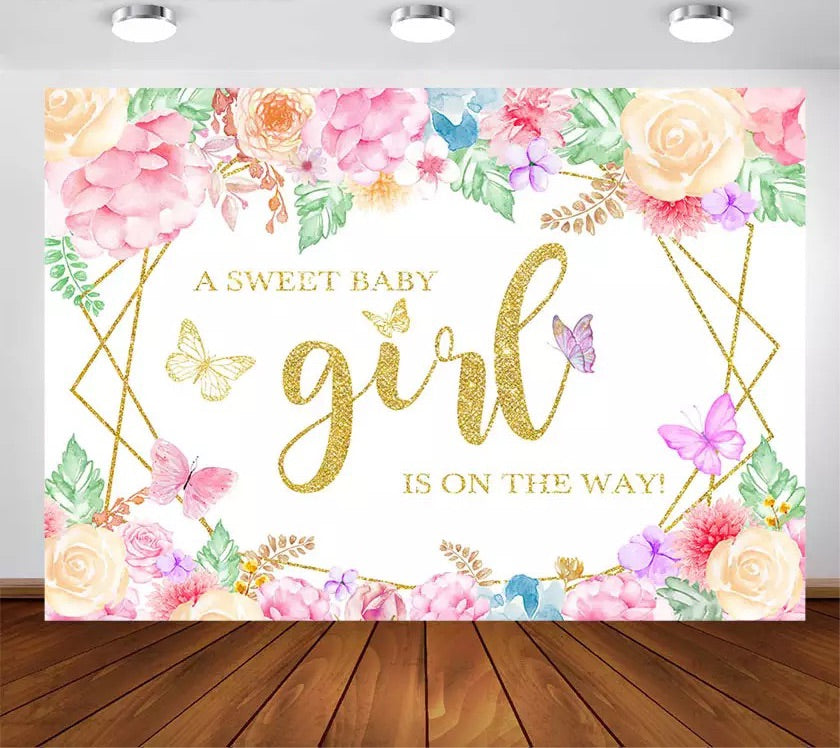 Baby Shower Butterfly Backdrop (Material: Vinyl)