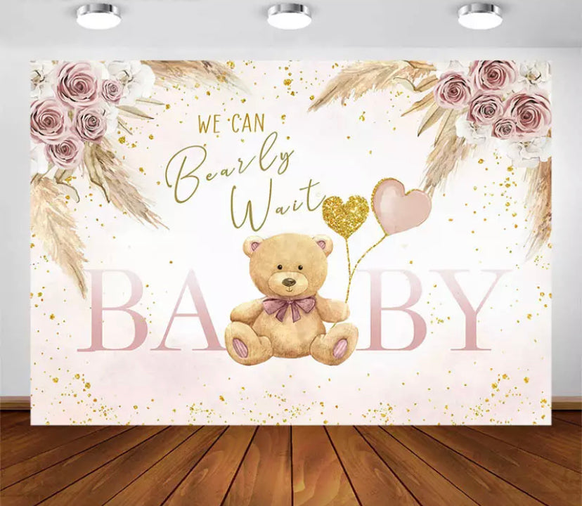 Bearly Heart Backdrop (Material: Vinyl)