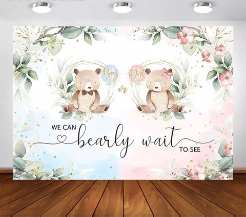 Gender Reveal - TeddyBears Backdrop (Material: Vinyl)