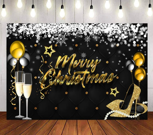 Merry Christmas in Heels Backdrop (Material: Vinyl)
