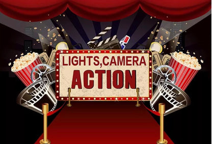Lights, Camera, Action Backdrop MOVIE (Material: Vinyl)