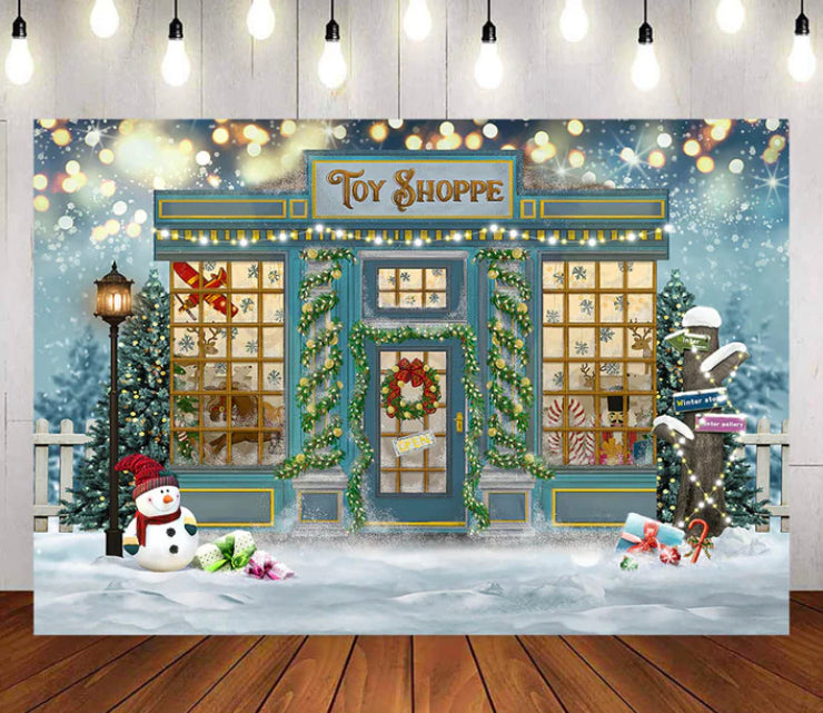 Christmas Toy Shoppe Backdrop (Material: Vinyl)