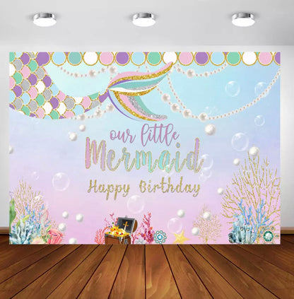 Mermaid in Gold Backdrop (Material: Vinyl)