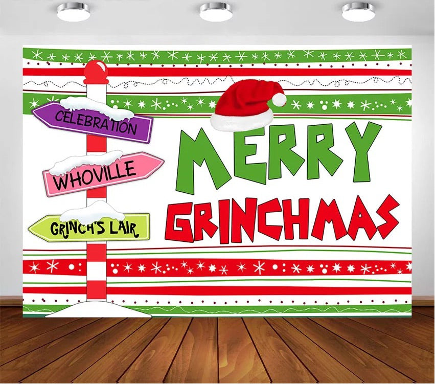 Merry Grinch Backdrop (Material: Vinyl)