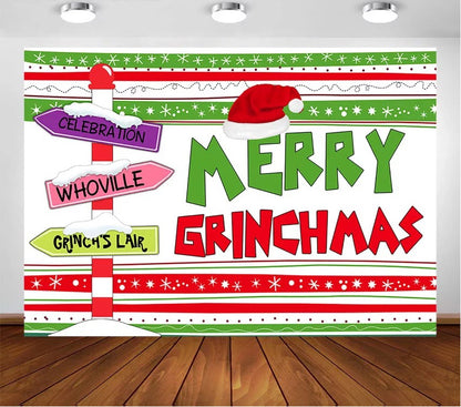 Merry Grinch Backdrop (Material: Vinyl)