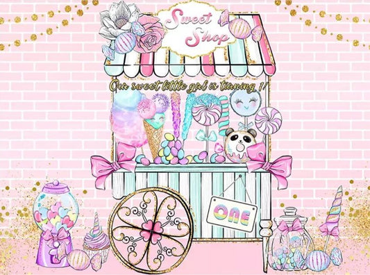 Candy Cart Backdrop (Material: Vinyl)