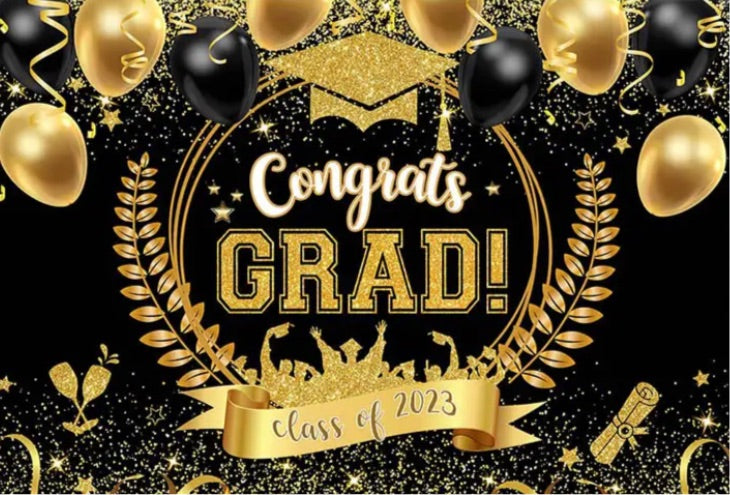 Gold Grad Day Backdrop (Material: Vinyl)