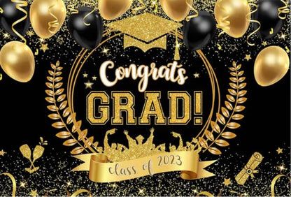 Gold Grad Day Backdrop (Material: Vinyl)