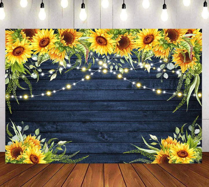 Blue Sunflower Backdrop (Material: Vinyl)