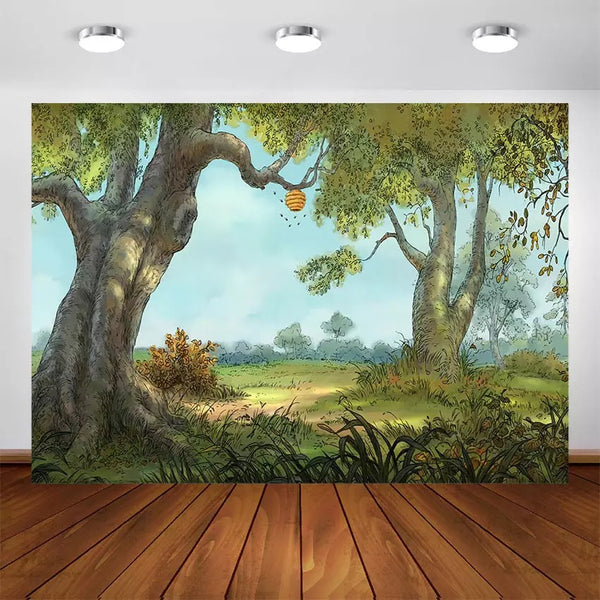 In the Forest with Pooh Backdrop (Material: Vinyl)