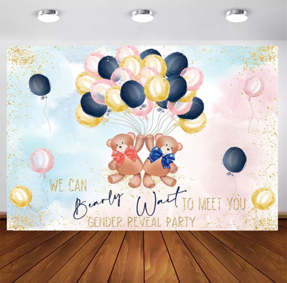 Teddy Pink or Teddy Blue Backdrop (Material: Vinyl)