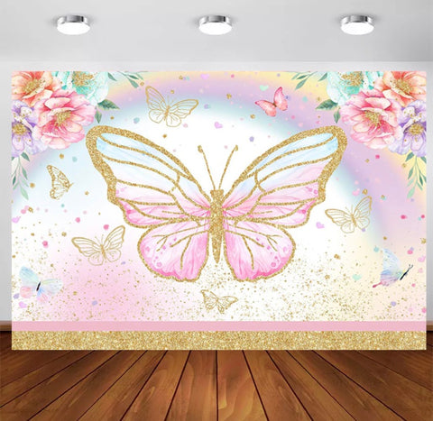 Golden Butterfly Backdrop (Material: Vinyl)