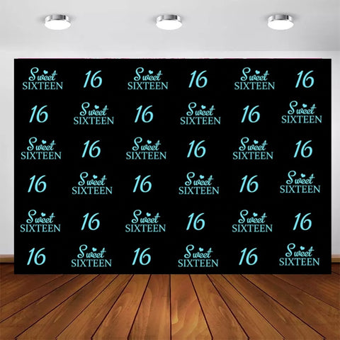 My Sweet Sixteen Step & Repeat Backdrop (Material: Vinyl)