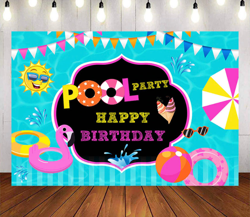 Pool Party Backdrop (Material: Vinyl)