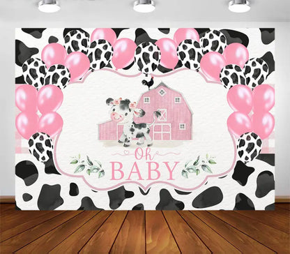 A Cow in the Barn Backdrop (Material: Vinyl)