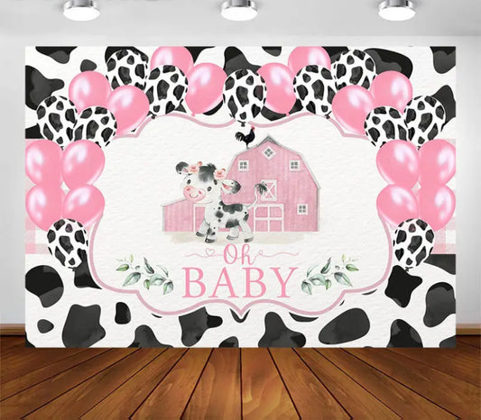 A Cow in the Barn Backdrop (Material: Vinyl)