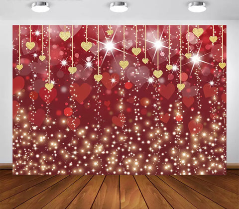Red and Gold Hearts Backdrop (Material: Vinyl)