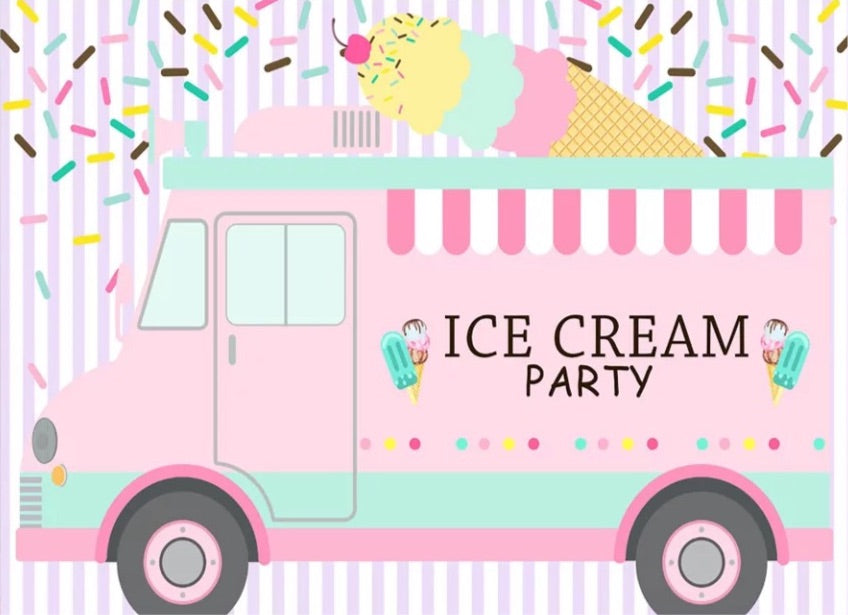 Ice Cream Party Backdrop (Material: Vinyl)