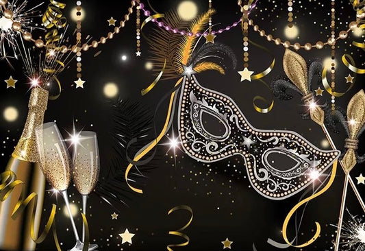 Masquerade Cheers Backdrop (Material: Vinyl)