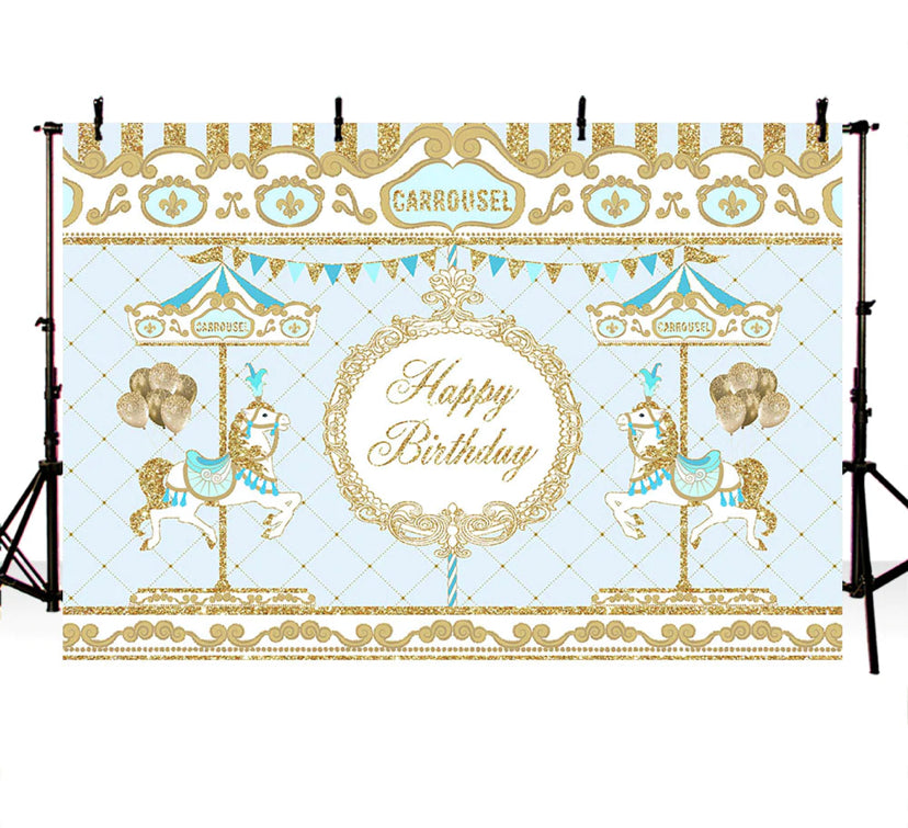 Blue Carrousel Backdrop (Material: Vinyl)