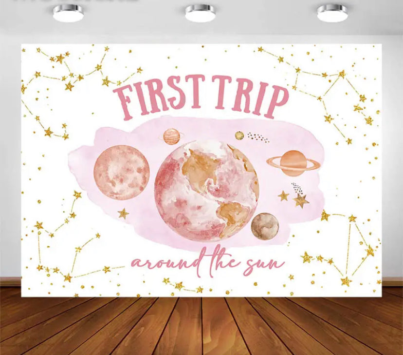 First Trip in Pink Backdrop (Material: Vinyl)