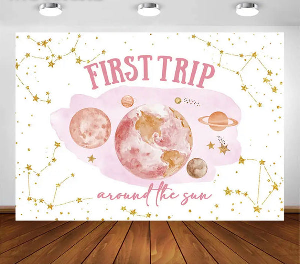 First Trip in Pink Backdrop (Material: Vinyl)