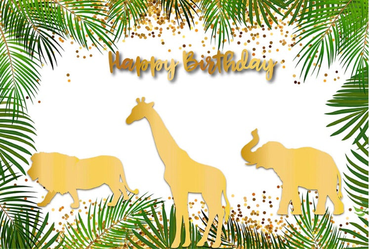 Happy Gold Birthday Backdrop (Material: Vinyl)