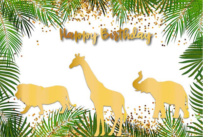 Happy Gold Birthday Backdrop (Material: Vinyl)