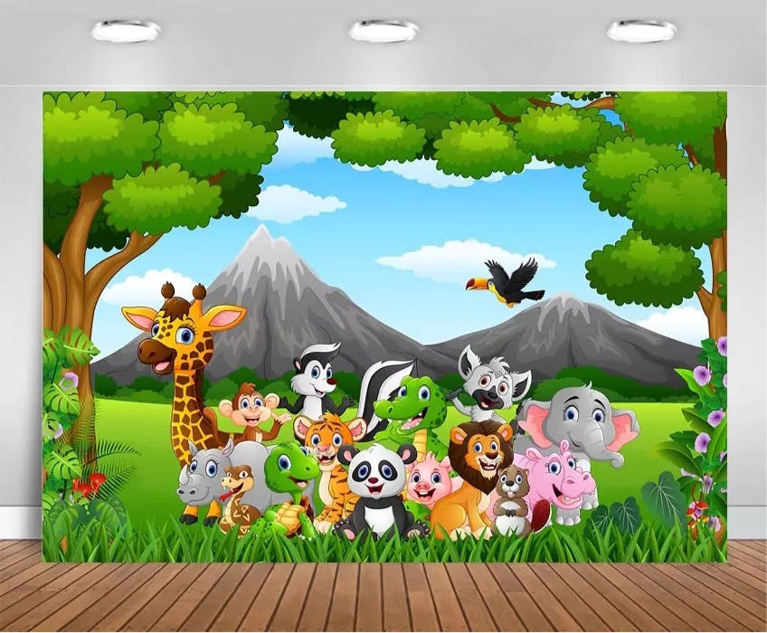 Jungle & Friends Backdrop (Material: Vinyl)
