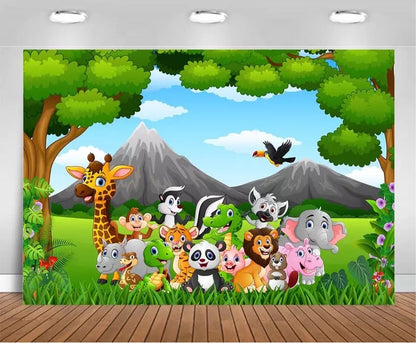 Jungle & Friends Backdrop (Material: Vinyl)